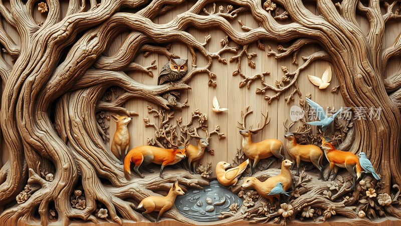 森林秘境动物和谐共处