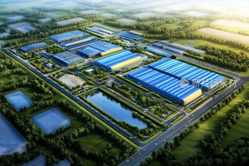 现代化工厂鸟瞰图
