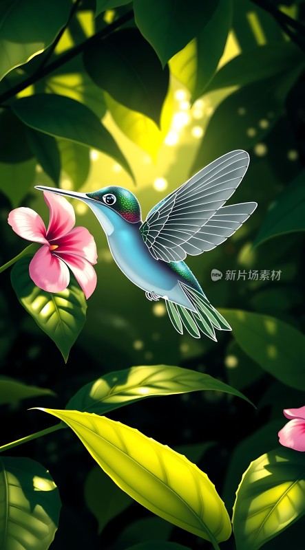 翠鸟轻舞花间影