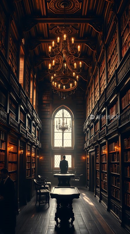 古旧图书馆里的神秘人物