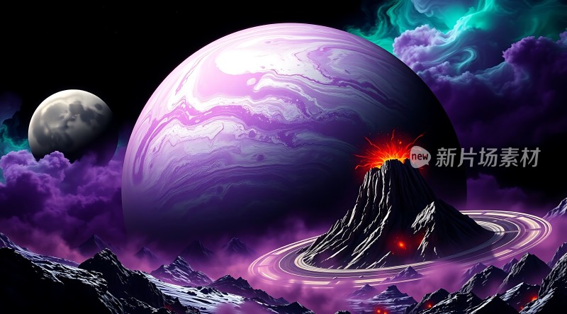 紫色星球火山奇景