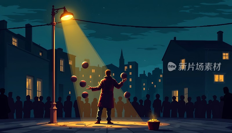 街头表演者与观众
