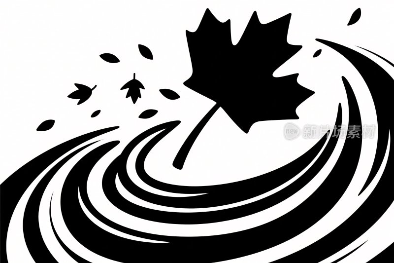 枫叶旋风抽象插画