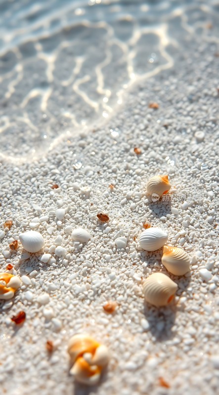 阳光下的贝壳沙滩