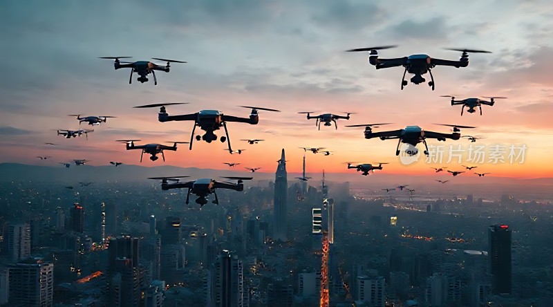无人机编队飞越城市天际线