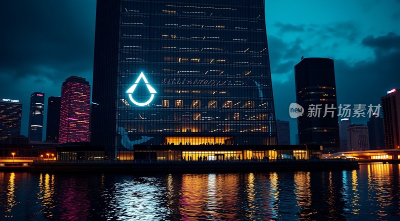 都市夜景下的现代建筑群