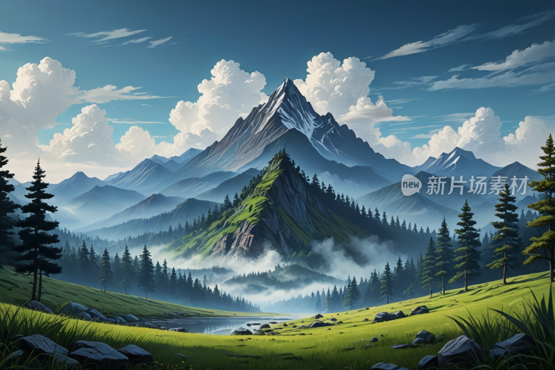 森林山景高清风景插图片