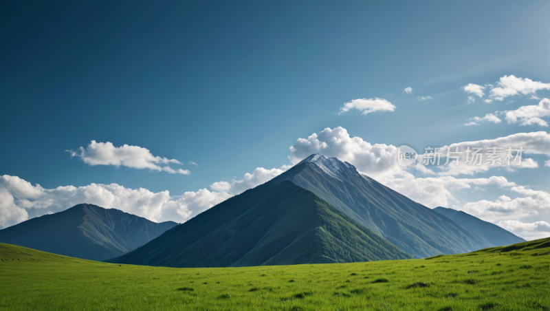 一片草地一座高山清风景图片