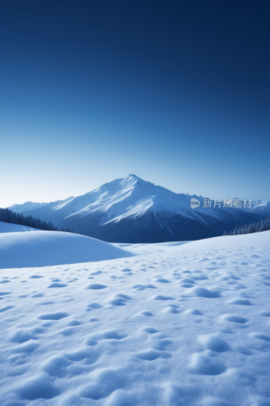 雪景山脉和蓝天高清背景纹理图片