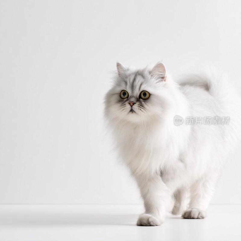 可爱长毛白猫特写