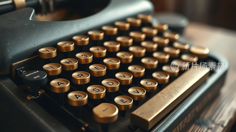 复古打字机键盘特写