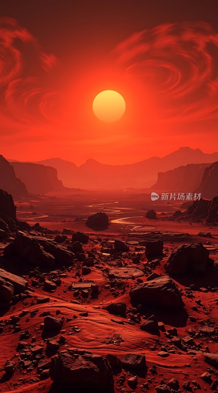 红色星球日落奇景