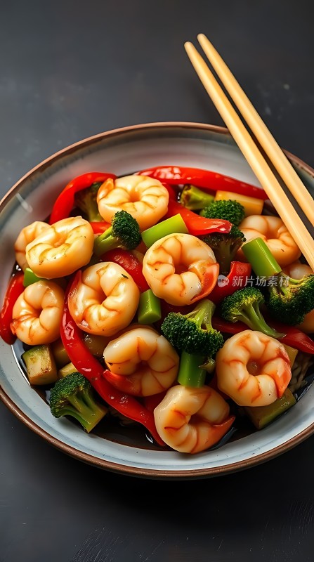 鲜虾西兰花炒时蔬