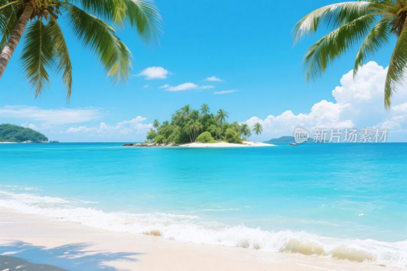 热带海滩风景插画