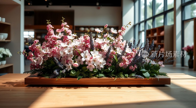 阳光下的花艺展示