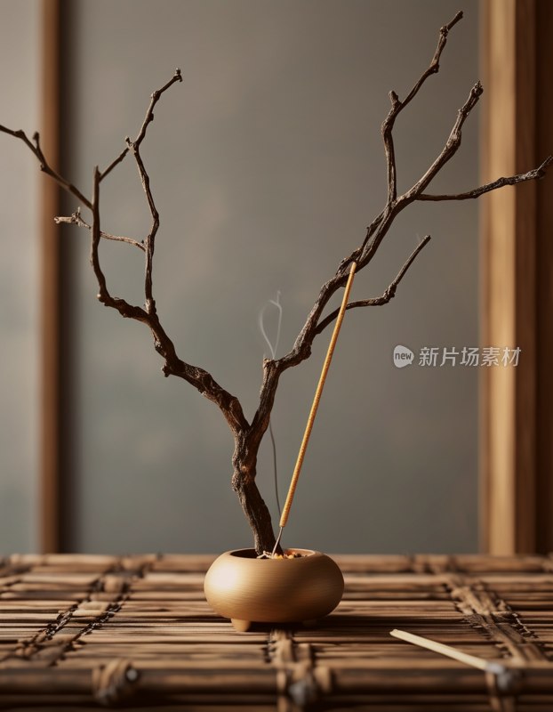 古韵香炉枯枝映