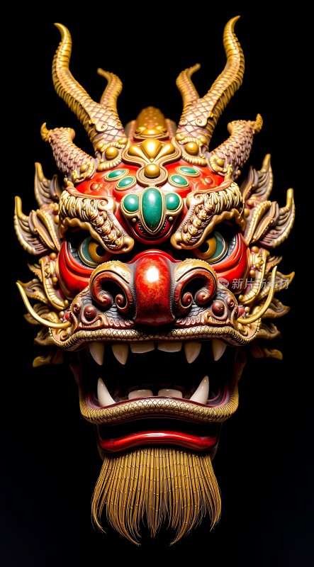 金光闪闪的龙面具威武壮观