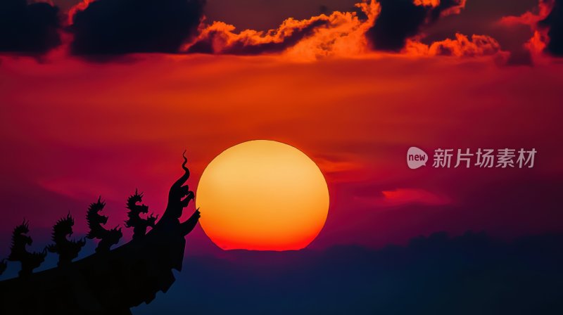 日出日落屋顶屋檐早晨夕阳朝阳晚霞