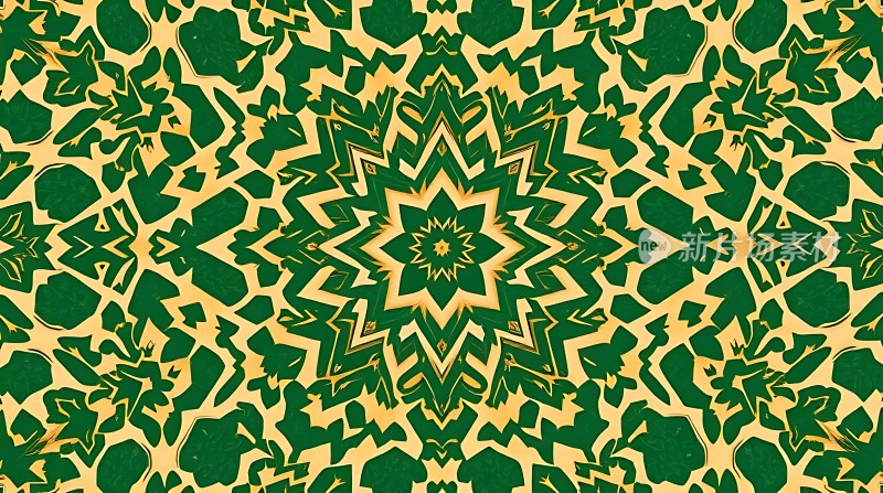 绿色与黄色交织的几何图案