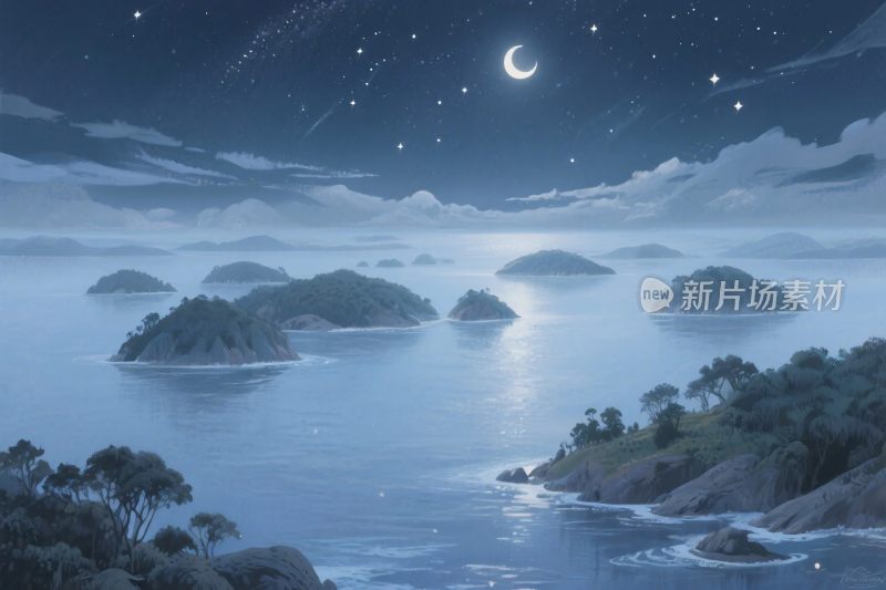 梦幻岛屿夜空图