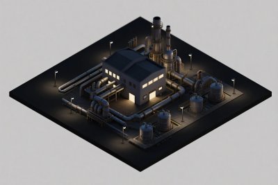 工业设施等距插画 工业设施等距插画