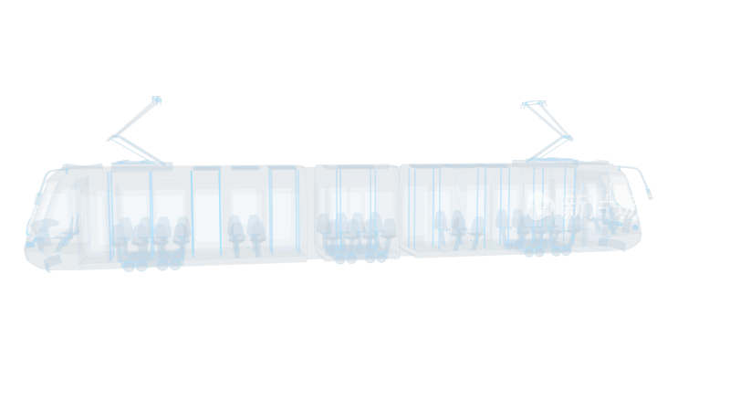 有轨电车公共汽车公交车科幻透明赛博朋克