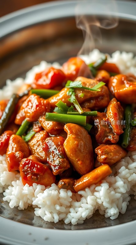 香辣鸡肉盖浇饭