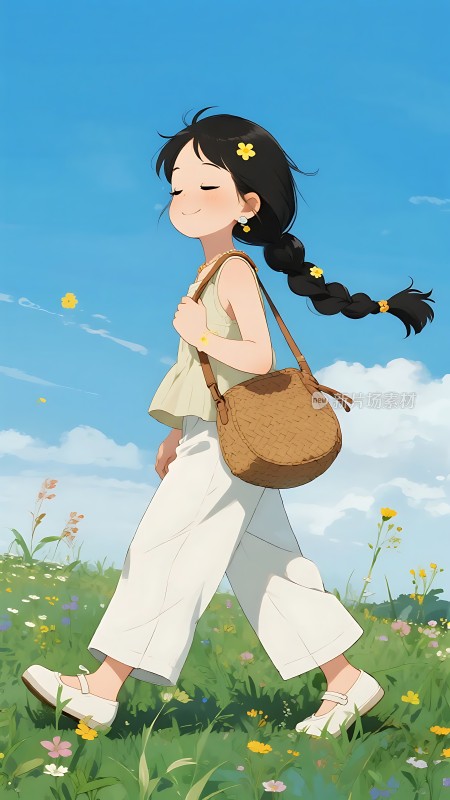 阳光下的花海漫步