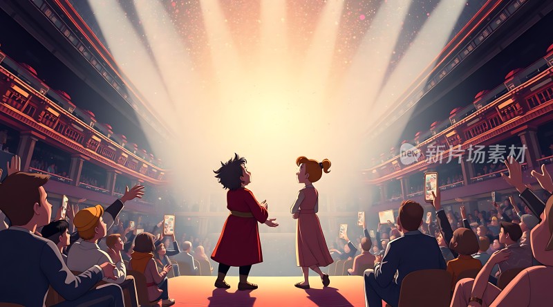舞台上的表演者与观众互动的场景