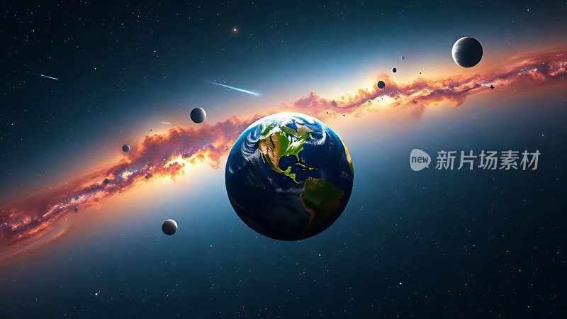 宇宙奇观地球与星云共舞