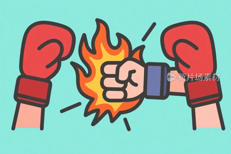 拳击火焰拳头插画