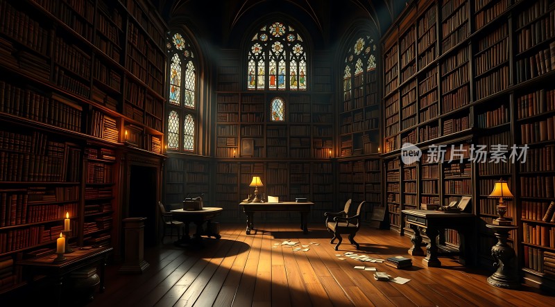 古老图书馆里的神秘光线