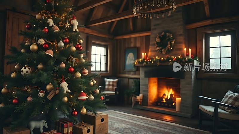 温馨圣诞夜壁炉旁的温暖与希望