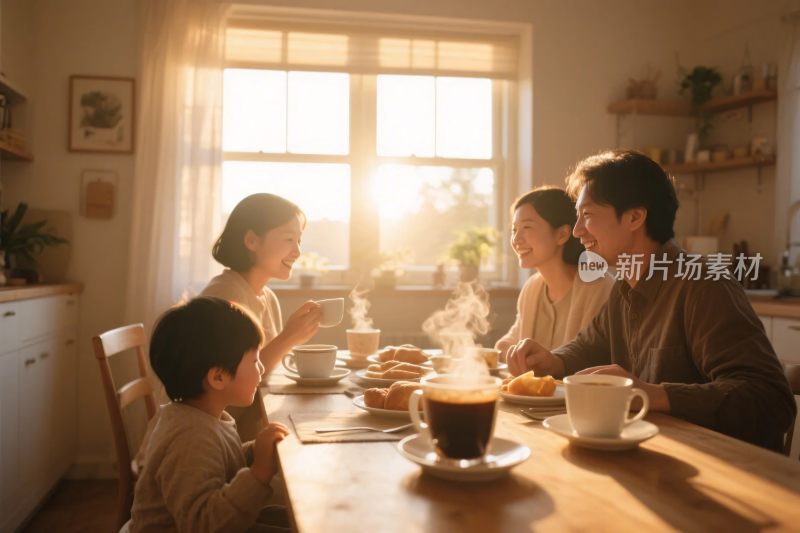 家庭温馨用餐场景