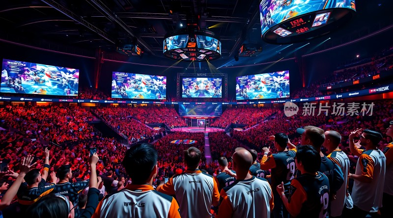 电竞比赛现场观众热情高涨选手专注竞技