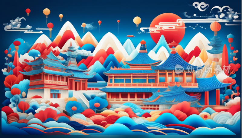 中国画山水画背景