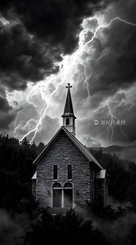 暴风雨中的教堂