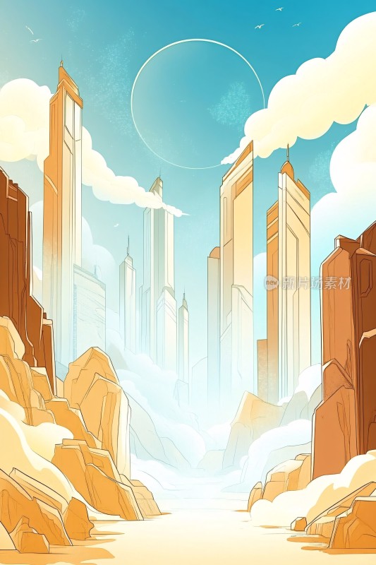 科幻风格未来城市插画