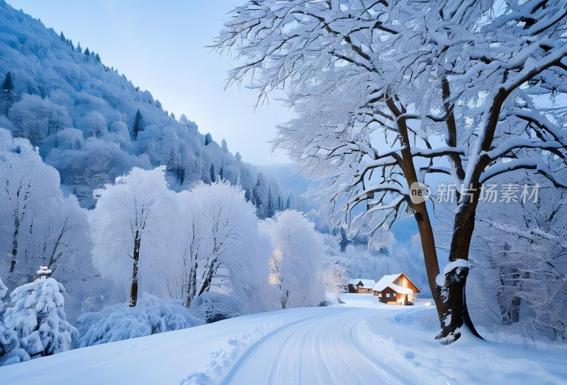 冬天冰雪天空自然风景