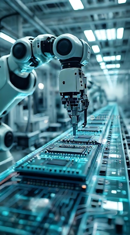 智能机器人操作电子元件生产线