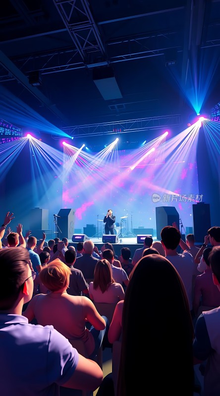 舞台灯光璀璨观众热情高涨的音乐会现场