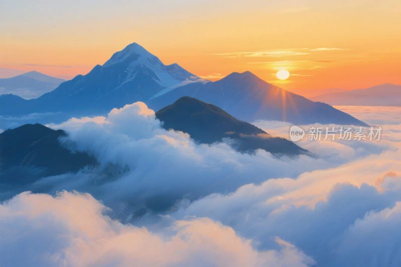 山间日出云海美景