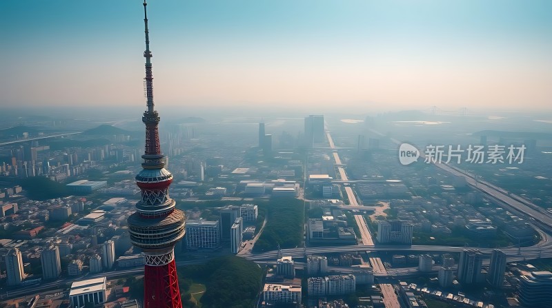 东方明珠俯瞰上海城