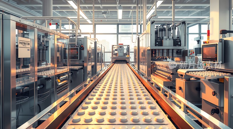 现代工厂生产线自动化设备与传送带