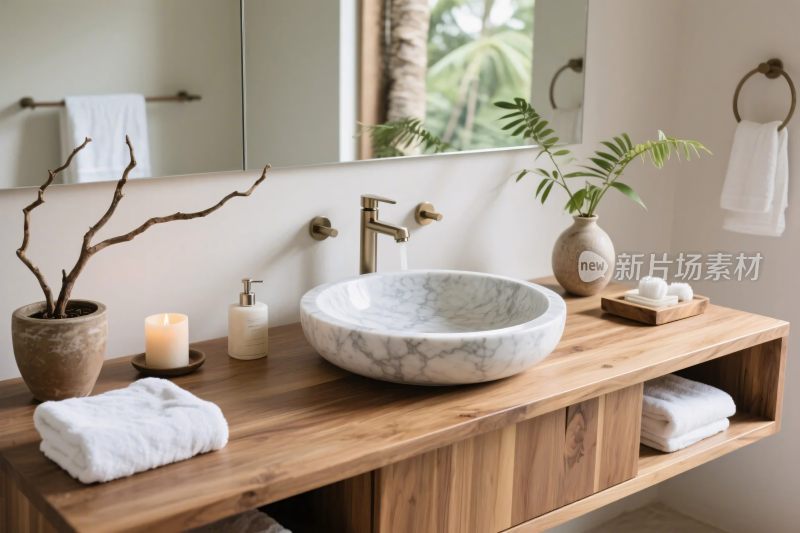 现代浴室洗手台场景
