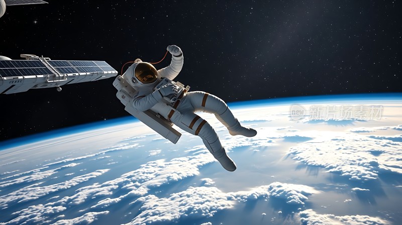 宇航员太空漫步地球云海