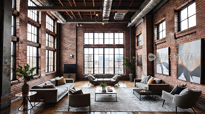工业风大宅砖墙绿植现代家具