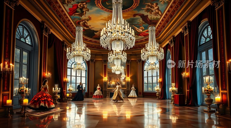 华丽舞厅里的优雅舞者