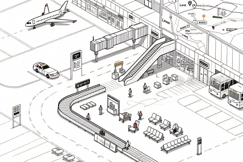 机场场景等距插画