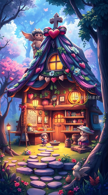 童话小屋梦幻森林中的温馨家园